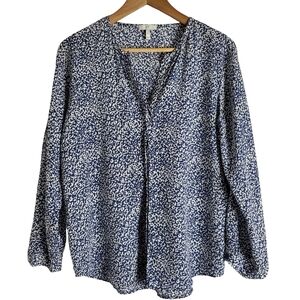 Joie Blue and White Patterned Blouse